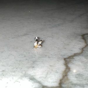 18g diamond leaf earring